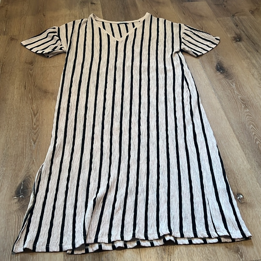 Zara Trafaluc Collection | Striped Boho Style Sheer Beach Poolside Cover Up  L